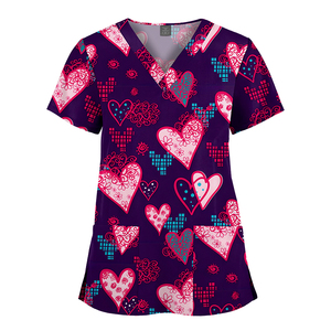 Haute qualité Polyester imprimé infirmière gommage hauts gommages médicaux hôpital uniforme à la mode imprimé conceptions femmes gommage costume - Product Image 5