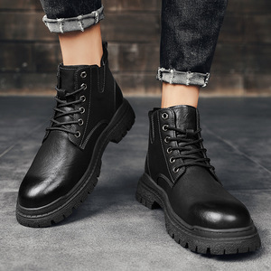 Botas de vestir formales de caña alta con cordones y cremallera, de cuero negro suave y duradero, estilo plataforma 2026 - Product Image 4