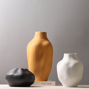 Nordico semplice vaso in ceramica ornamenti decorazione floreale <span class=keywords><strong>giallo</strong></span> bianco e nero artigianato creativo vaso in ceramica - Product Image 2