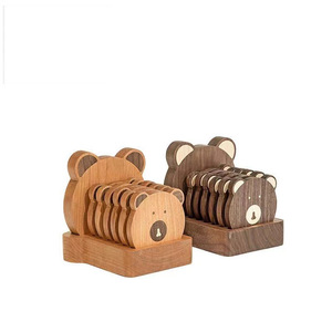 Sous-verre en bois en forme d'ours, isolant thermique, pour café, thé, boissons, utilisation sur table - Product Image 5