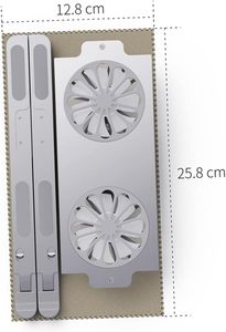 Aluminium Laptop <b>Stand</b> 360 Degree Rotating Laptop Cooling <b>Stand</b> Foldable Laptop Riser <b>Stand</b> With Double <b>Fans</b> - Product Image 2