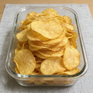 Chips <span class=keywords><strong>de</strong></span> pommes <span class=keywords><strong>de</strong></span> terre cuites à la vapeur sans gluten en gros - Faible teneur en <span class=keywords><strong>huile</strong></span>, sans conservateurs, collation naturelle croustillante pour la vente au détail et la restauration - Product Image 1