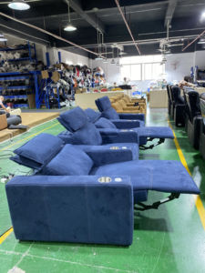 Juego de sofá seccional reclinable eléctrico de <span class=keywords><strong>4</strong></span> <span class=keywords><strong>plazas</strong></span>, reposacabezas eléctrico, sofás de tela extensibles para cine en casa, sofá Interior para sala de estar - Product Image 4