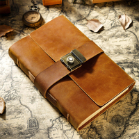 Cuaderno de piel de vaca de capa superior Vintage, diario de cuero genuino, combinación de libro mayor de mano, cerradura personalizada, papelería, regalos, diarios de negocios