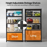 Système de rayonnage métallique léger sans boulons, hauteur d'étagère réglable, étagères de stockage à 5 niveaux, support pour palettes, revêtement en poudre, combinable