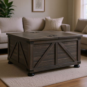 โต๊ะกาแฟไม้สไตล์บ้านไร่พร้อมที่เก็บของสำหรับเฟอร์นิเจอร์กลางห้องนั่งเล่น - Product Image 2