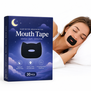 Cinta bucal al por mayor de marca privada con colágeno, tira para dormir de forma personalizada, sin látex, antirronquidos, negra, transpirable - Product Image 1