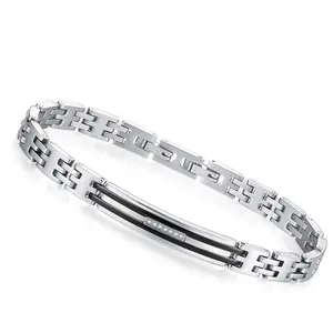 Extra Clasp Adjustalb Zircon Black Silver Ladies Woman Stainless Steel Bracelet For Women