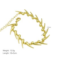 Bracelet Cœur Épineux Exagéré en Forme de Goutte d'Eau pour Femme, Couleur Or, Zircon, Bijou Tendance