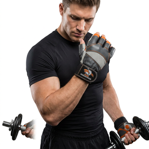 Gants de fitness professionnels en nylon à demi-doigts avec fermeture pour unisexe, pour la musculation et les entraînements en salle de sport - Product Image 1