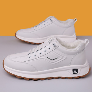Men Winter <b>Warm</b> Fleece Lined Lace Up Sneakers White Thick Sole Sport Fashion <b>Shoes</b> - Product Image 3