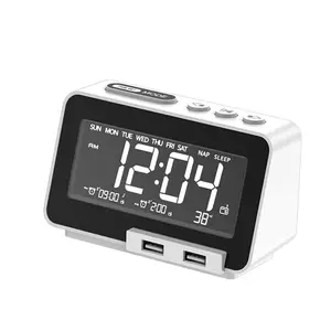 K5 Jam Alarm Digital Speaker Gigi Biru, dengan Pengisi Daya Usb dan Radio FM Layar LCD