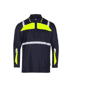 Maglietta a manica lunga resistente alla fiamma per saldatura di sicurezza abbigliamento da lavoro Polo Hi Vis FR con nastro riflettente