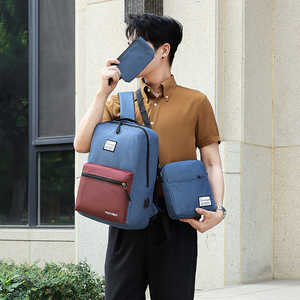 New Latest Design Waterproof Anti-Theft Geometric Business <b>Laptop</b> Backpack USB Charging Large Capacity 3 Piece Set Oxford - Product Image 6