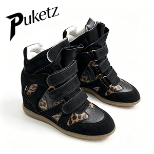 Sneakers <span class=keywords><strong>da</strong></span> donna <span class=keywords><strong>con</strong></span> zeppa nascosta, plateau alto, tripla fascia a strappo, punta chiusa, <span class=keywords><strong>scarpe</strong></span> <span class=keywords><strong>da</strong></span> <span class=keywords><strong>tennis</strong></span> <span class=keywords><strong>con</strong></span> <span class=keywords><strong>tacco</strong></span> alto, chiusura in velcro, leggere, estive - Product Image 1