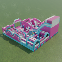 Location de château gonflable à obstacles certifié EN14960, aire de jeux, parc d'attractions, capacité de 50+ passagers pour l'extérieur