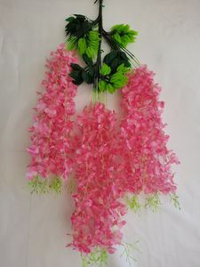 Ghirlanda di vite di seta folta fiori artificiali che appendono <span class=keywords><strong>glicine</strong></span> viola per il giardino di nozze decorazione della parete verde all'aperto - Product Image 5
