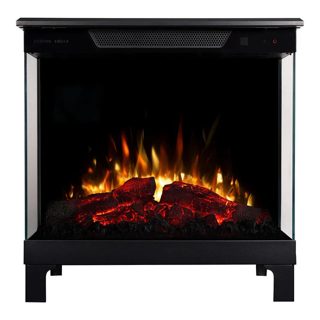 Modern RUYIJIA Built-In Smart 3-Sided Black Electric Fireplace Heater with Remote Control LED Light 1500W Household AU/US