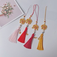 Pendentif de sac en polyester style chinois, ornement à pompon et breloque de paix, pour voiture, en émail cloisonné, tendance nationale, nouveau style