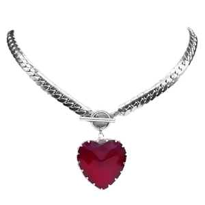 Oferta Especial: Gargantilla Punk con Cierre OT y Corazón Rojo para Mujer, Collar de Acero Inoxidable 316L con Colgante Plateado para Fiesta - Product Image 1