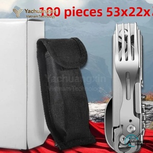 Couteau et fourchette pliants multifonctions en acier inoxydable pour le camping, couverts de camping, couteau et fourchette de table - Product Image 3