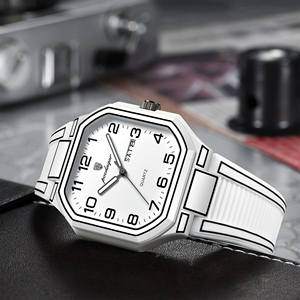 Montre à quartz pour homme Poedagar 608, style manga, cadran carré, bracelet en silicone, affichage de la date et du jour, montre-bracelet lumineuse - Product Image 4