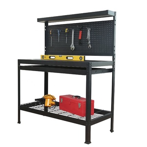 Établi de travail de rangement, étagère à fil, pegboard, robuste, avec tiroirs, en métal - Product Image 5