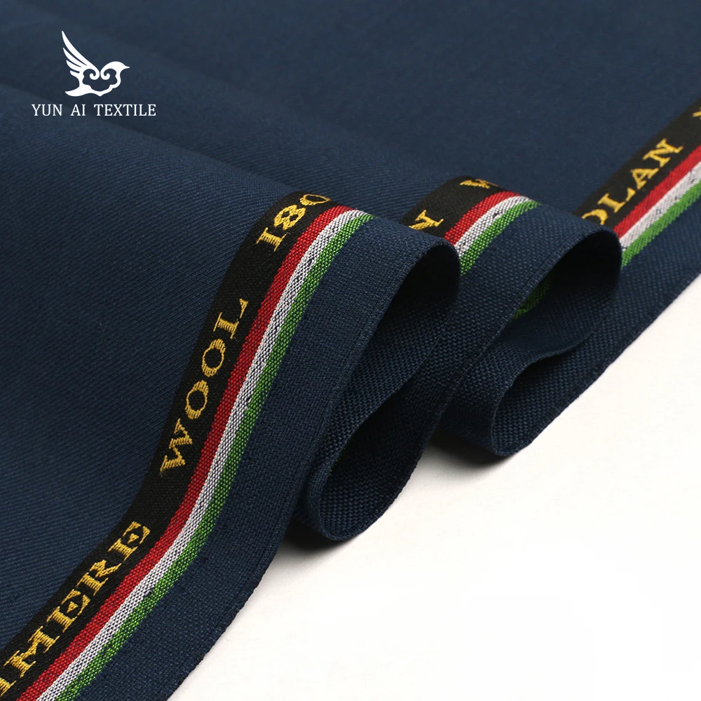 Wholesale 50% Wool Blend Cashmere Fabric Italian Quality Solid Color Suit Fabric