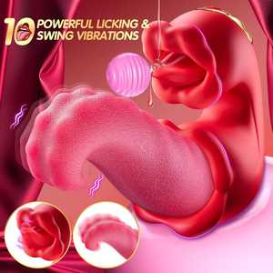 Scatola del giocattolo del sesso cinese per le donne lingua femminile G-Spot Clitoris prodotto per adulti rosa vibratore altalena di marea masturbazione macchina del Silicone - Product Image 2