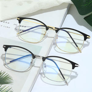 Recién llegado, <span class=keywords><strong>gafas</strong></span> de negocios de montura completa para <span class=keywords><strong>hombre</strong></span> de oro negro, montura de Metal, montura óptica de luz Anti-azul Retro 2025 - Product Image 1