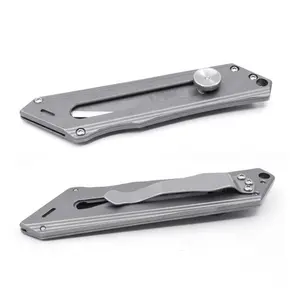 Utilitário edc faca box cutter cortador de cinto de titânio faca com clipe de metal deslizantes