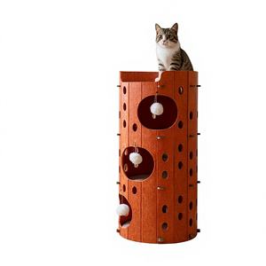 Torre para Gatos de Lana de Múltiples Niveles, Cama para Gatos, Cueva, Refugio Modular Desmontable y Personalizable para Gatos de Interior, Caja Ecológica - Product Image 1