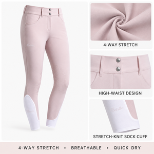Pantaloni Professionali da Equitazione per Donne, Vita Alta con Grip al Ginocchio, Traspiranti e ad Asciugatura Rapida - Product Image 2