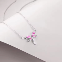 Collier en argent sterling 925 avec pendentif libellule et pierre de naissance, bijou en cristal, cadeau pour femme, vente en gros