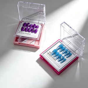 Boîte de rangement vide multifonction à double couche avec logo personnalisé, étui portable anti-poussière pour faux ongles et outils de manucure, vente en gros - Product Image 1