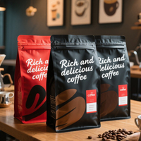 Logo personnalisé Suadi Arabics Coffee Beans Packs Pochette à fond plat avec fermeture à glissière et languette en aluminium facile à déchirer