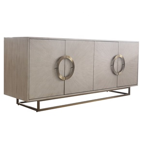 Dining Room Buffet Furniture High <strong>Gloss</strong> Customized <strong>White</strong> Cabinet <strong>Sideboard</strong> with Gold Stainless Steel Base - Product Image 3