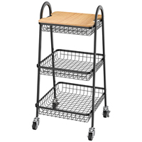 Chariot de rangement roulant en métal pratique à 4 niveaux avec poignée de commande et roues verrouillables