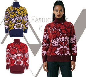 Suéter de Punto para <span class=keywords><strong>Mujer</strong></span>, Estilo Vintage, con Estampado Floral Jacquard, <span class=keywords><strong>Cuello</strong></span> <span class=keywords><strong>Alto</strong></span>, Holgado, Estilo Boho, para Otoño e Invierno - Product Image 2