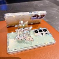Funda de Lujo IMD con Diamantes para Samsung S26 S25 Ultra Plus S24 S23 A07 A17 A16 A26 A36 A56 A15 A35 A55 5G, con Soporte de Mariposa