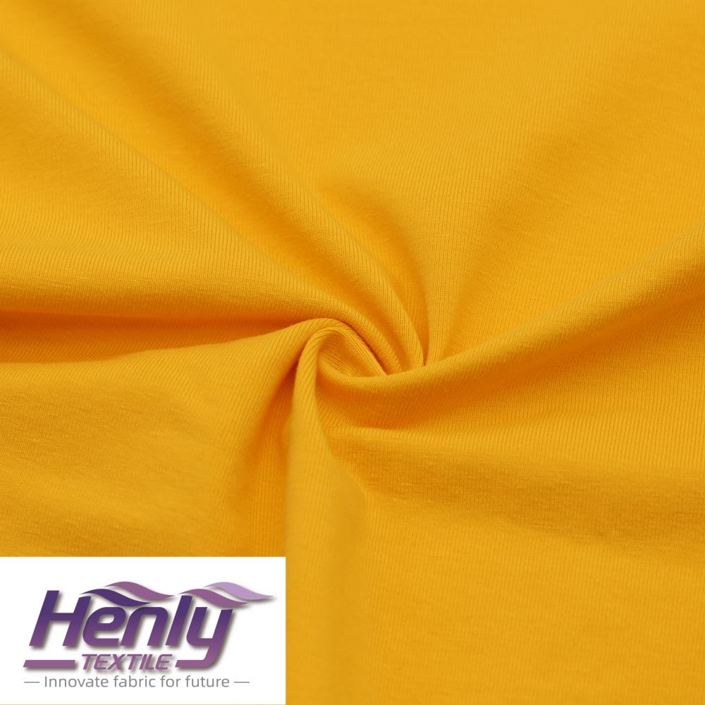 Yellow Medium Weight Jersey Fabric HT240896 95%COTTON 5%SPANDX