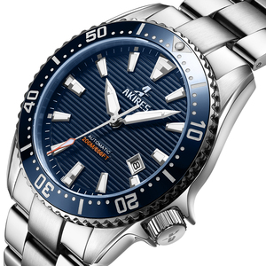 Akires Diving Watches Men 20 ATM Full Luminous Hands Markers vite Down Crown Steel Band Dive Watch 200m Automatic - Product Image 1