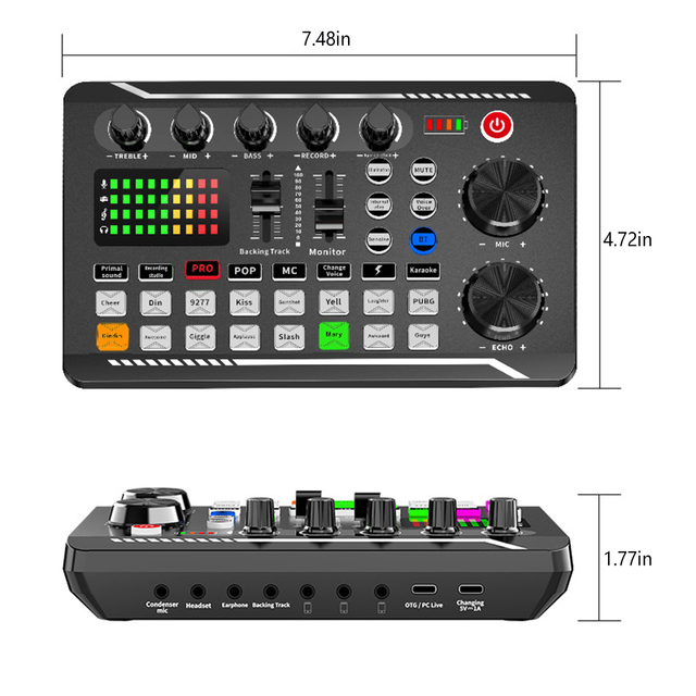 Sound Card Microphone Live Broadcast Cards Computer Console Professional Recording Kit Podcast Accessories Parts