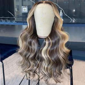 Peluca de cabello humano ondulado de 13x4 para <span class=keywords><strong>mujer</strong></span>, postizo de encaje frontal, color azul brillante, pelo Remy brasileño predespuntado con pelo de bebé - Product Image 4