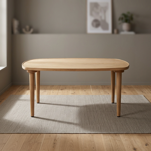 Mesa de Centro de Madera de Teca Sólida, Rectangular Redondeada, para Patio, con Patas Cónicas - Product Image 4
