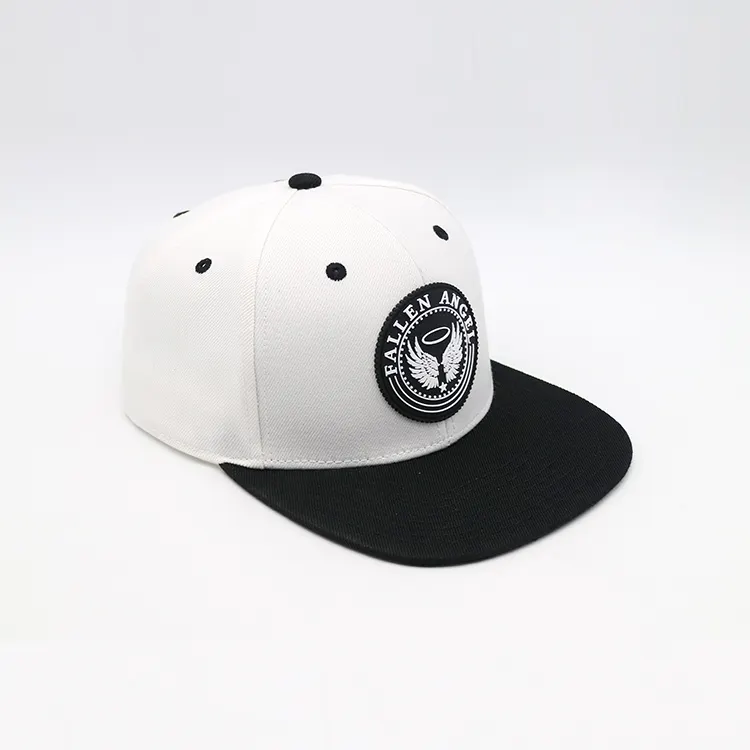 2 Tone Black White 6 Panel Snapback Hats Wholesale Hip Hop Snapback Cap Custom Logo
