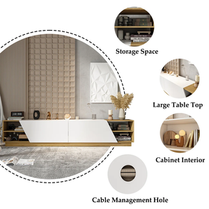 ตู้วางที<span class=keywords><strong>ว</strong></span>ีสไตล์โมเดิร์นสำหรับห้องนั่งเล่น ดีไซน์เรียบหรู พร้อมบานประตูทรงเรขาคณิต <span class=keywords><strong>ชั้น</strong></span><span class=keywords><strong>ว</strong></span>างแบบเปิด สีโอ๊คขา<span class=keywords><strong>ว</strong></span> - Product Image 3