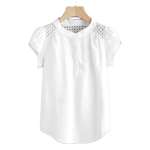 Camicetta ricamata da <span class=keywords><strong>donna</strong></span> con pannello a forma di petalo bianco - Product Image 1