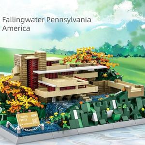 Fallingwater Building <b>Blocks</b> ABS <b>Plastic</b> 1:1 Scale Construction Toy Pennsylvania America Famous Architecture Model Collectible - Product Image 1