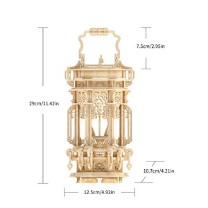 Lanterne en bois rétro éducative, puzzle 3D, assemblage DIY fait main avec lumière - Cadeau décoratif pour les 14 ans et plus - Product Image 5